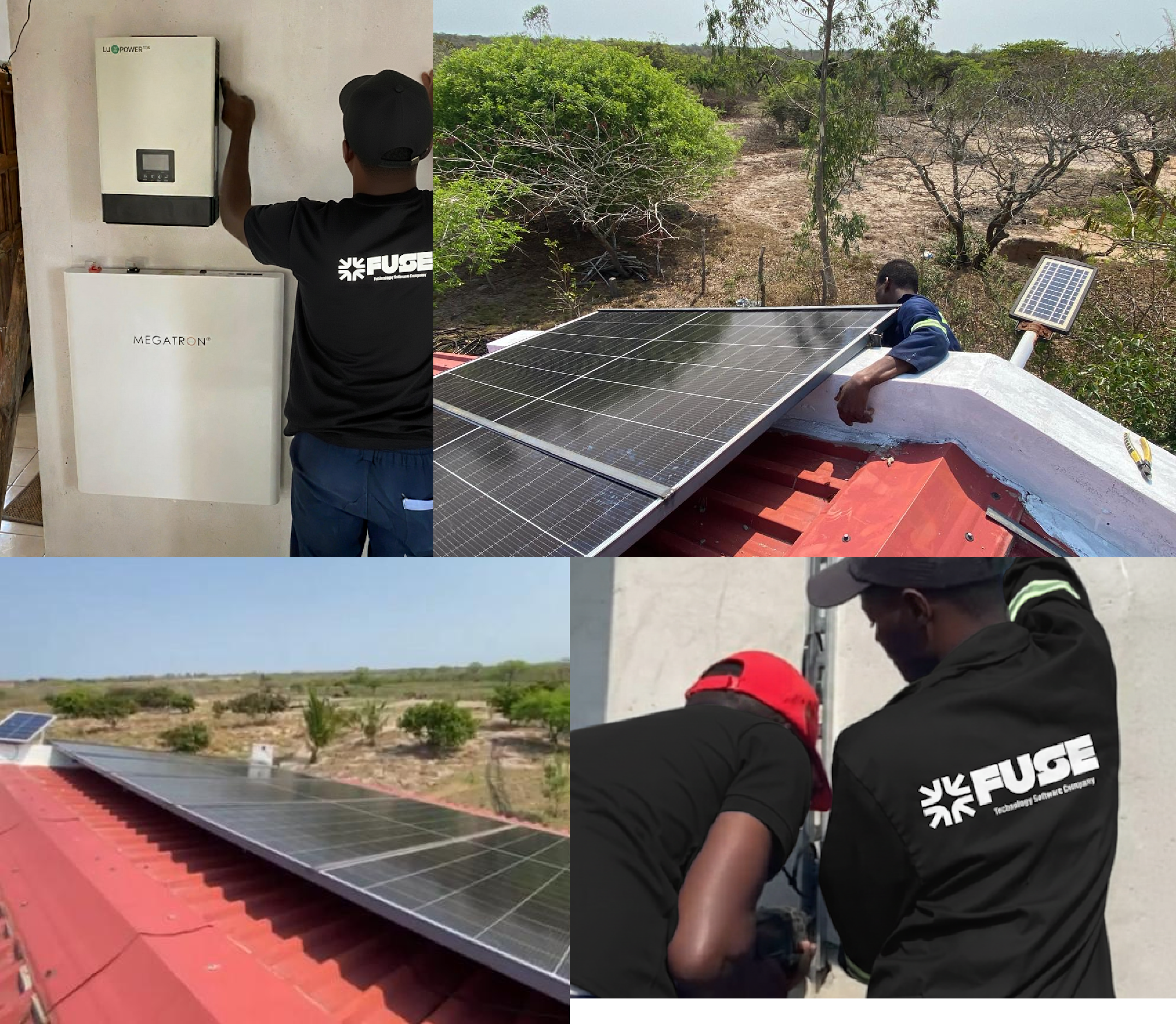 Iniciativas ambientais Fuse com sistema solar e equipa em campo