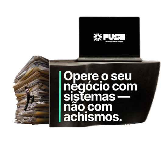 Visual de operação de negócio com sistemas e execução orientada por processo.